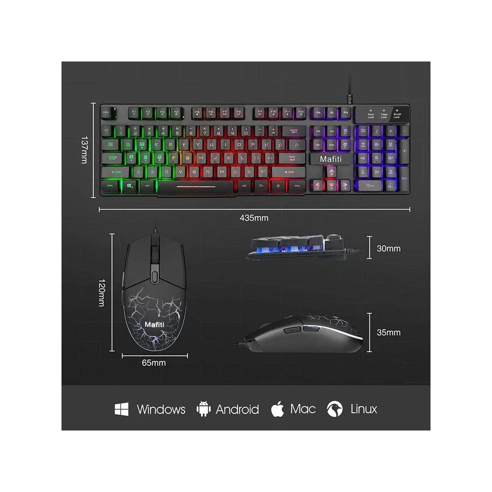 NEW Mafiti Colorful Backlit Gaming Keyboard with mouse